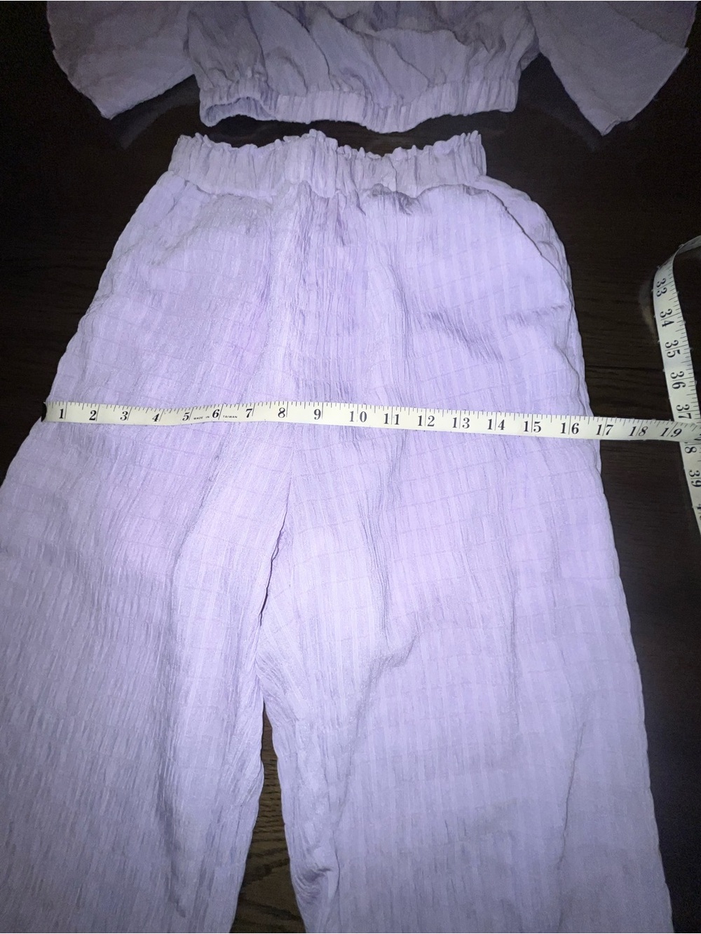 Lavender Off-Shoulder Ruffle Top with Wide-Leg Pants Set Women's Size 4 Small - Picture 6 of 11